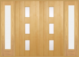 Copenhagen 3 light Double Front Doors With Sidelights